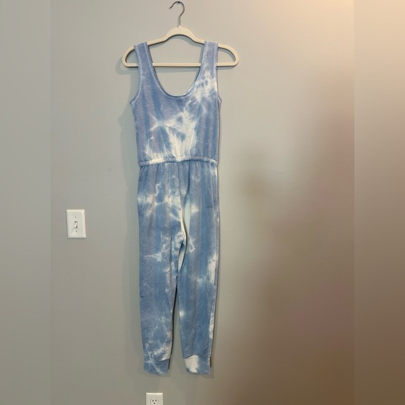 Altar'd State Blue and White Cloudy Tie-Dye Jumpsuit - Picture 3 of 4
